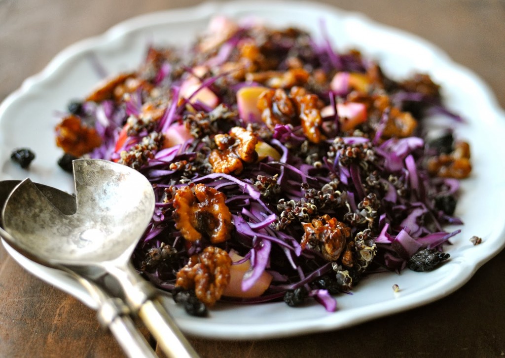 Red Cabbage Salad with Quinoa, Blueberries & Cinnamon Walnuts