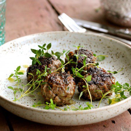 Deer Meatballs with Thyme and Bacon | Healthy Dinner Recipes | www.karlasnordickitchen.com