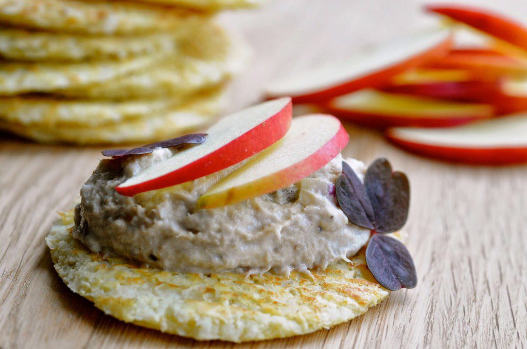 cauliflower blinis with mackerel