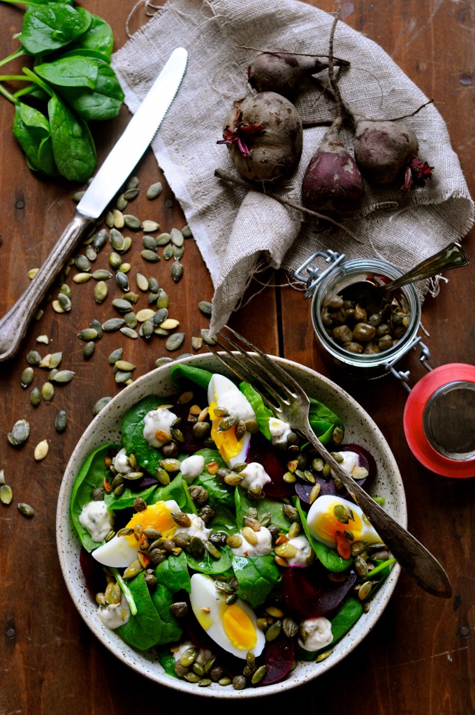 Beetroot salad with capers mayonnaise