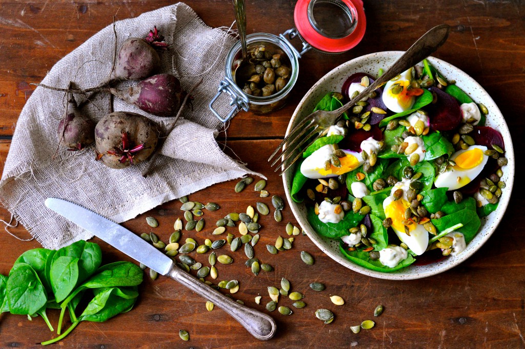 Beetroot salad with capers mayonnaise