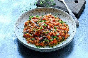 Pearl barley risotto with tomato