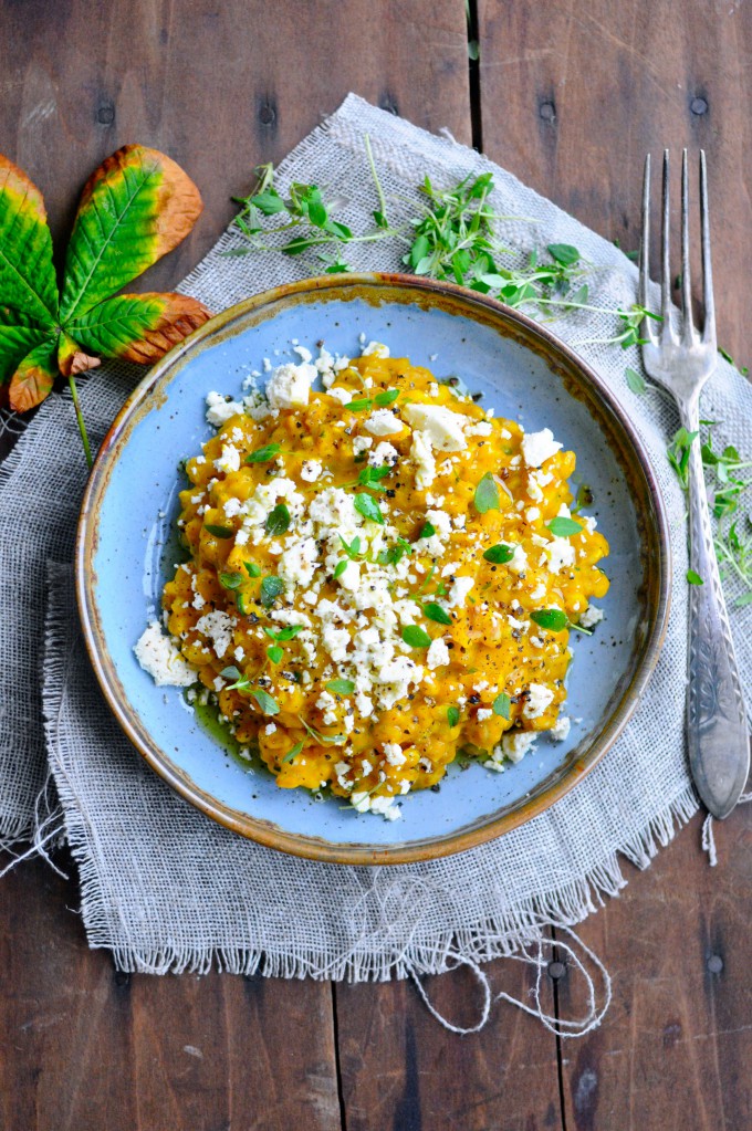 Pumpkin risotto with pearl barley and feta cheese | www.karlasnordickitchen.com