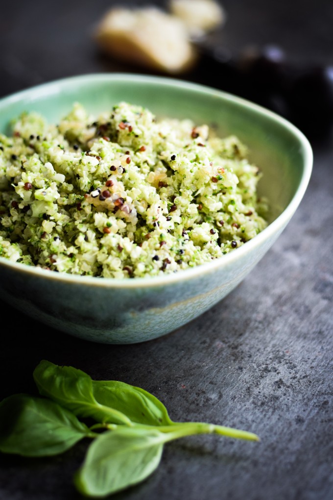 Broccoli couscous with quinoa and parmesan