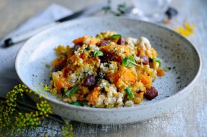 Barley risotto with pumpkin and chorizo