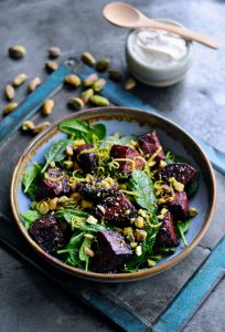 Baked beetroot salad with lemon ricotta