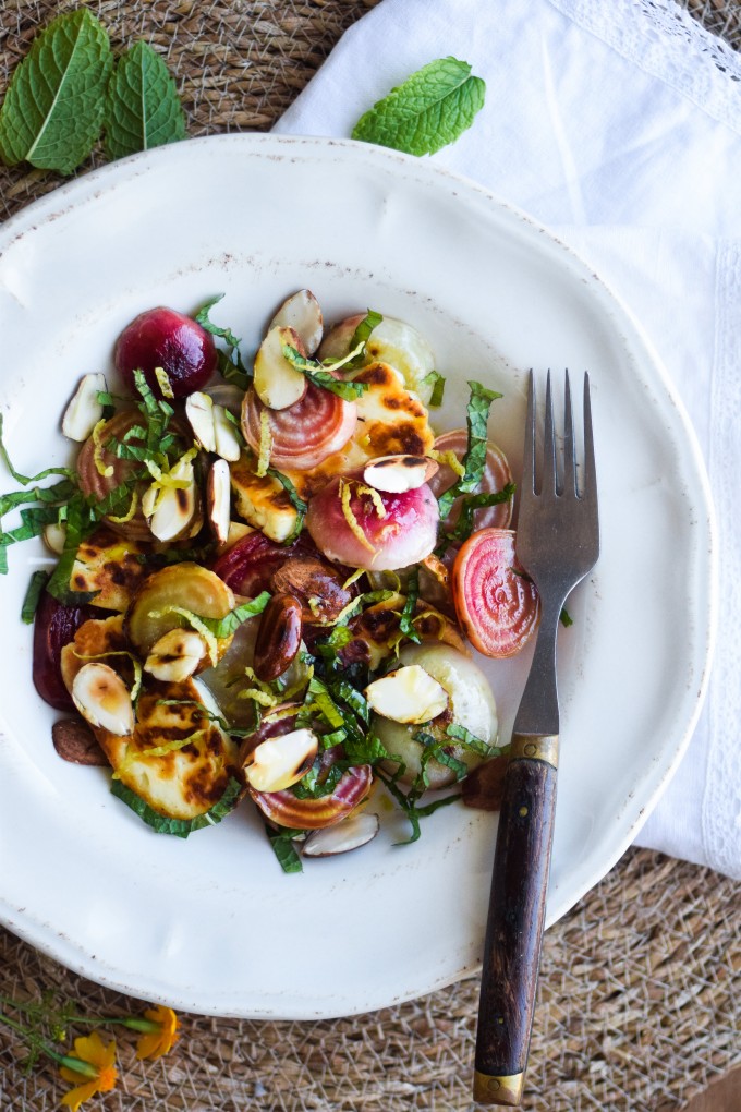 Candy striped beets salad