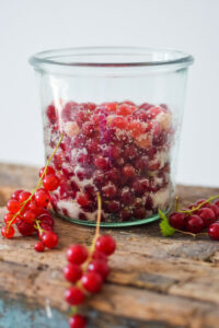 Sugared redcurrants from summer harvest
